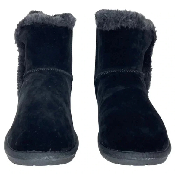 Sugar Polly Black Velvet Faux Fur Trim Womens Ankle Boots Size 7M - Picture 5 of 15